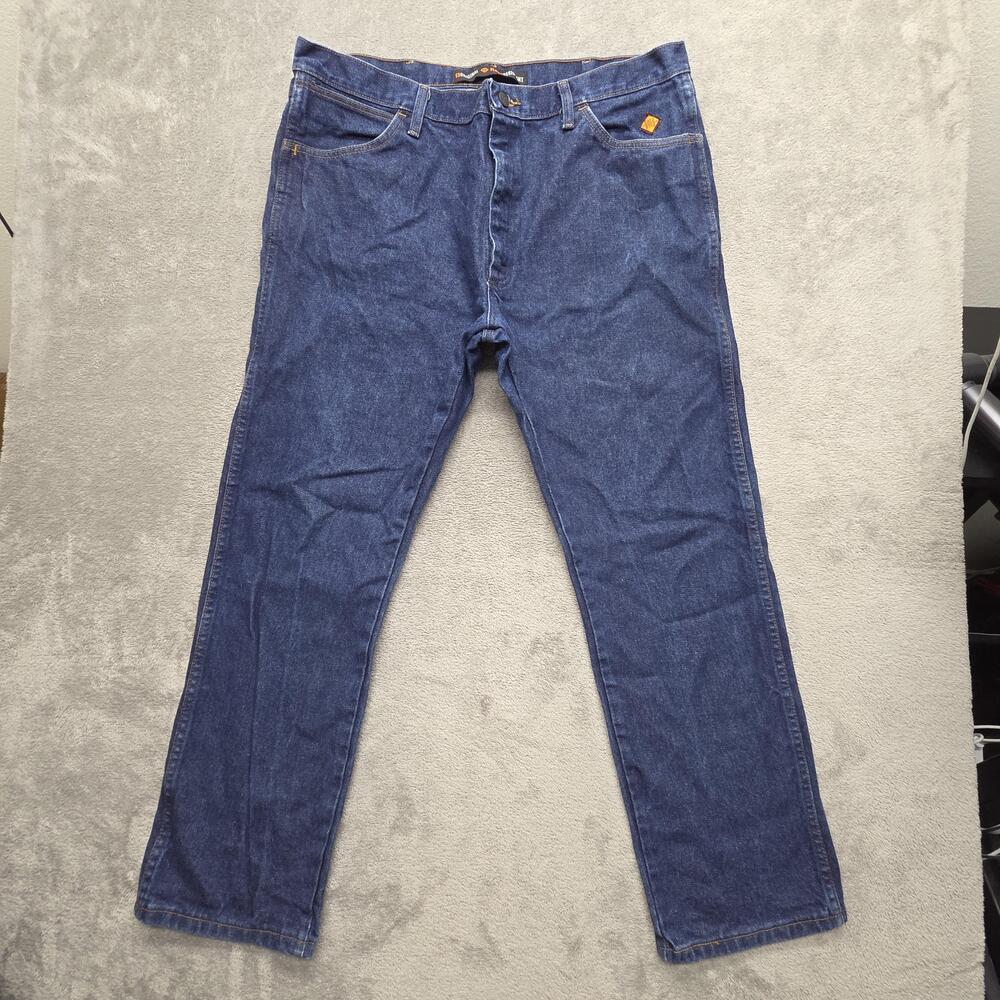 Wrangler 13 Original Flame Resistant Jeans Mens Measured 39x30 Blue Straight